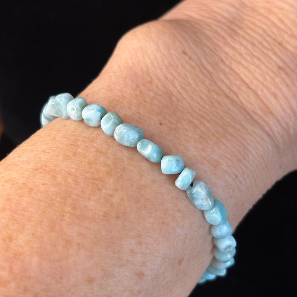 Authentic Adjustable Larimar Bead Bracelet with Black Macramé